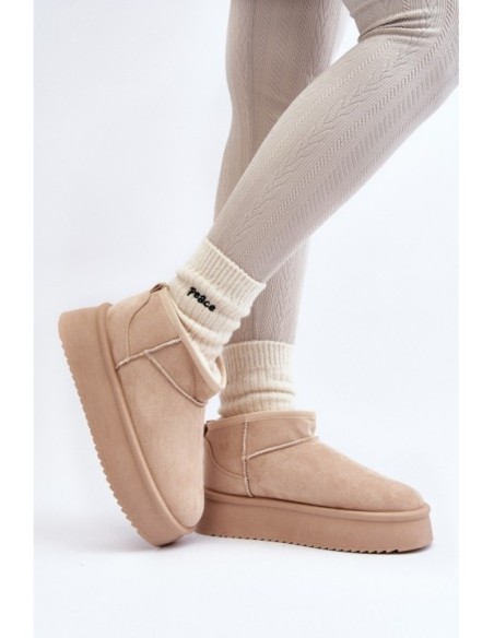 Moteriški sniego batai su storu padu smėlio spalvos