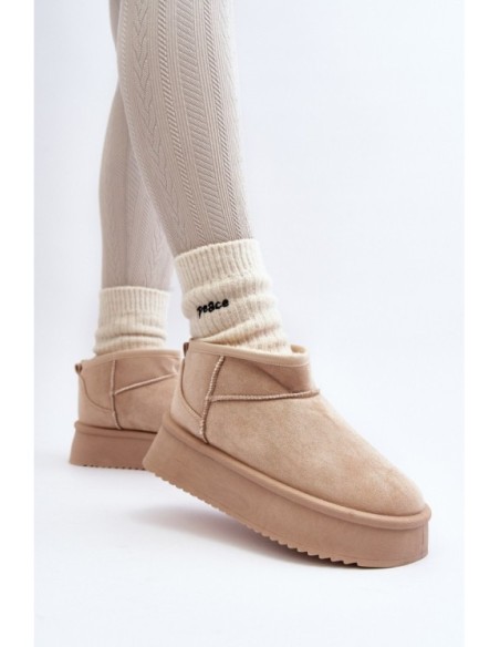 Moteriški sniego batai su storu padu smėlio spalvos