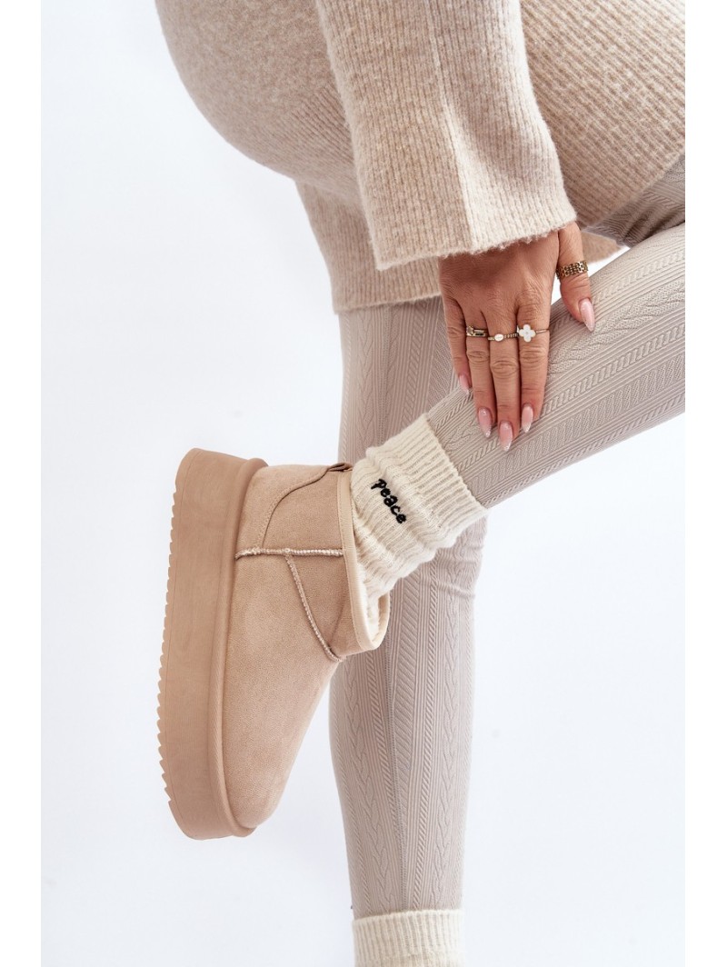 Moteriški sniego batai su storu padu smėlio spalvos