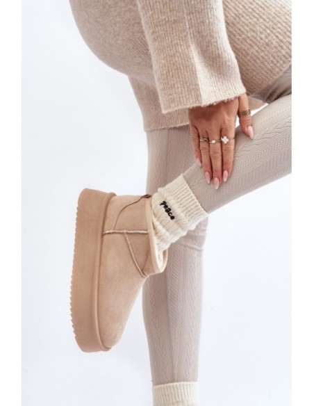 Moteriški sniego batai su storu padu smėlio spalvos