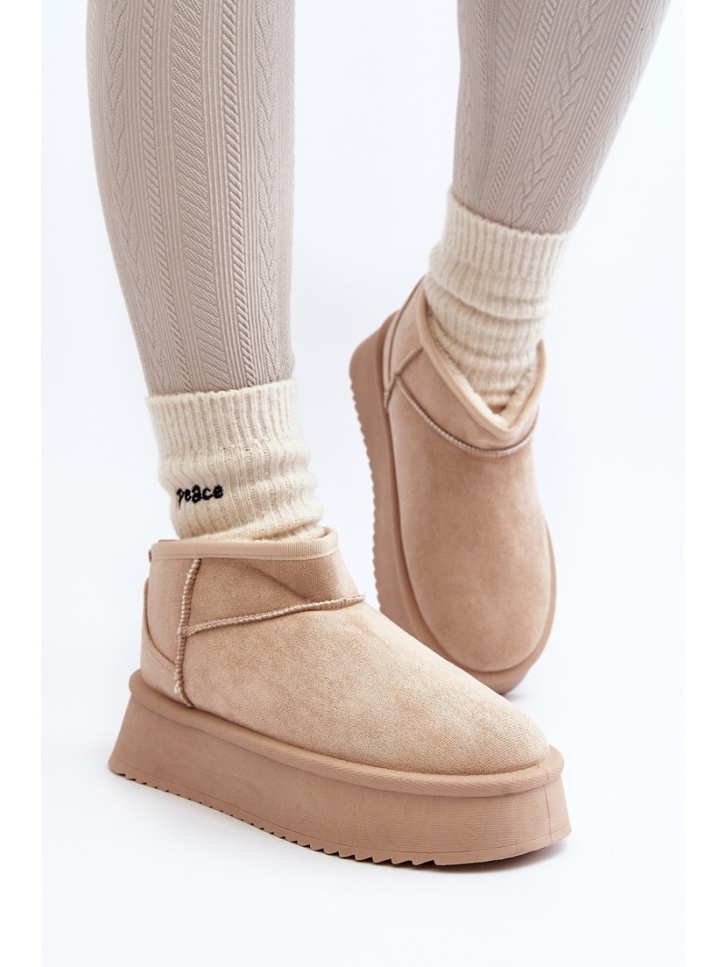 Moteriški sniego batai su storu padu smėlio spalvos