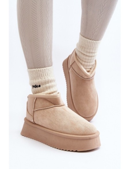 Moteriški sniego batai su storu padu smėlio spalvos