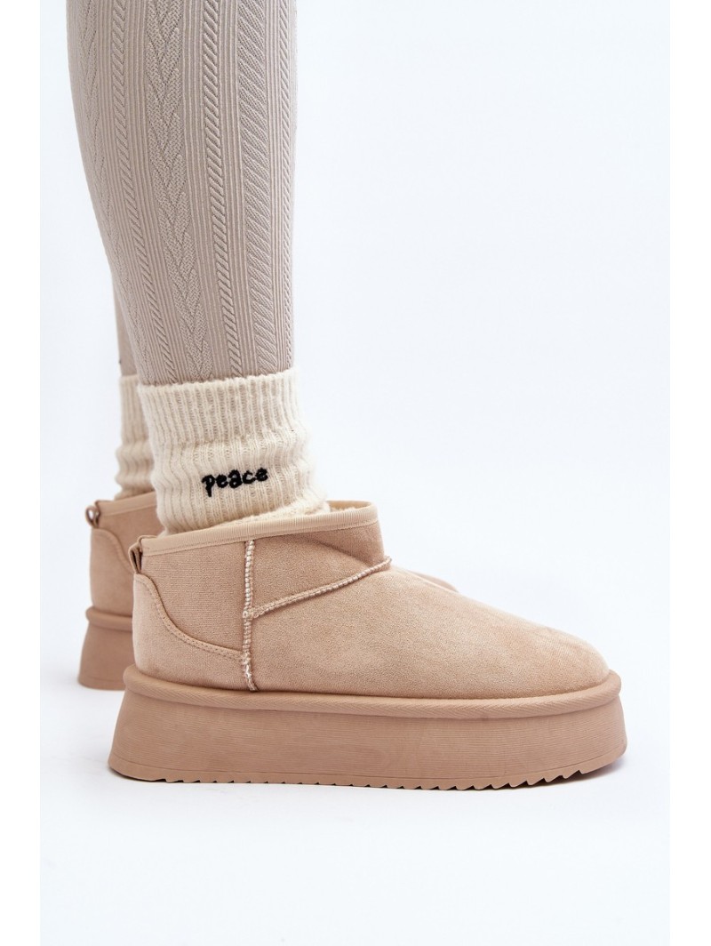 Moteriški sniego batai su storu padu smėlio spalvos