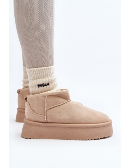 Moteriški sniego batai su storu padu smėlio spalvos