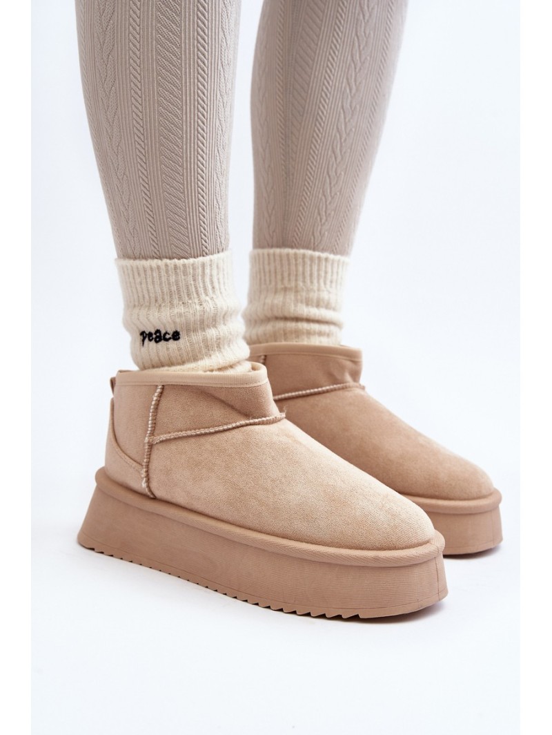 Moteriški sniego batai su storu padu smėlio spalvos