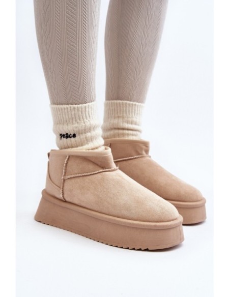 Moteriški sniego batai su storu padu smėlio spalvos