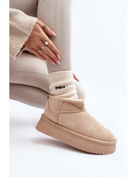 Moteriški sniego batai su storu padu smėlio spalvos