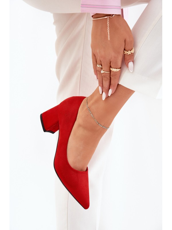Women's pumps with pointed toes on a heel red Merinette 2