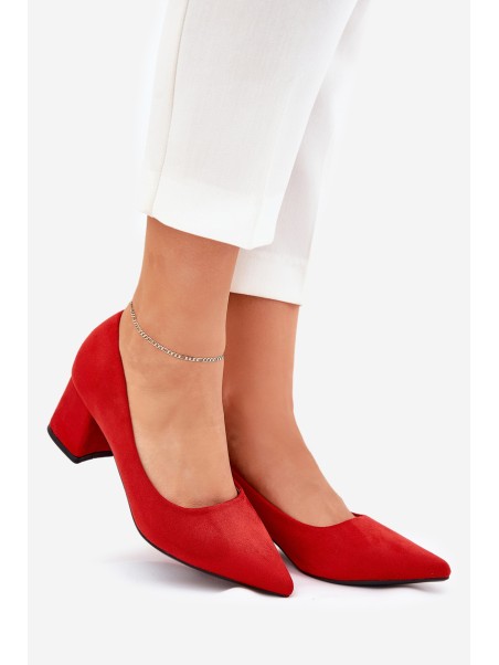 Women's pumps with pointed toes on a heel red Merinette