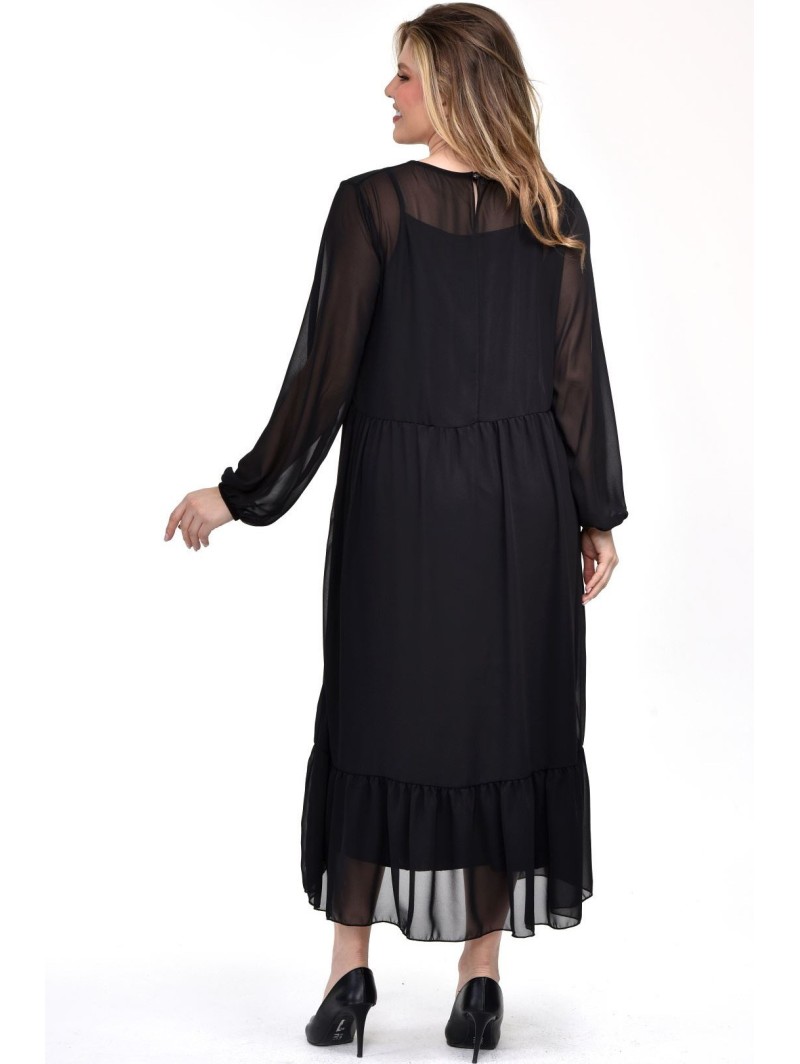 Elegantiška juoda suknelė iš dviejų sluoksnių ❤️ Suknelės apkūnioms