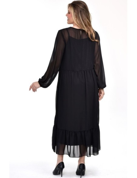 Elegantiška juoda suknelė iš dviejų sluoksnių ❤️ Suknelės apkūnioms