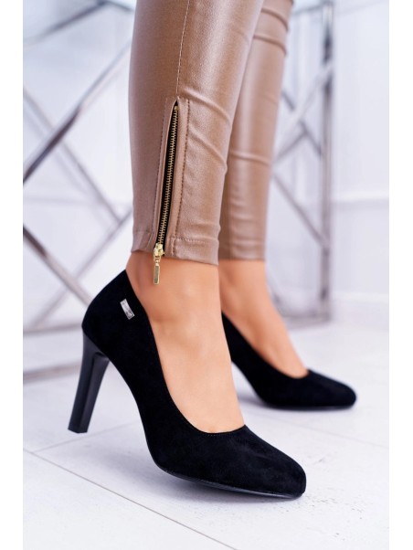 Lacquered High Heels With Gold Buckle Black Vivae