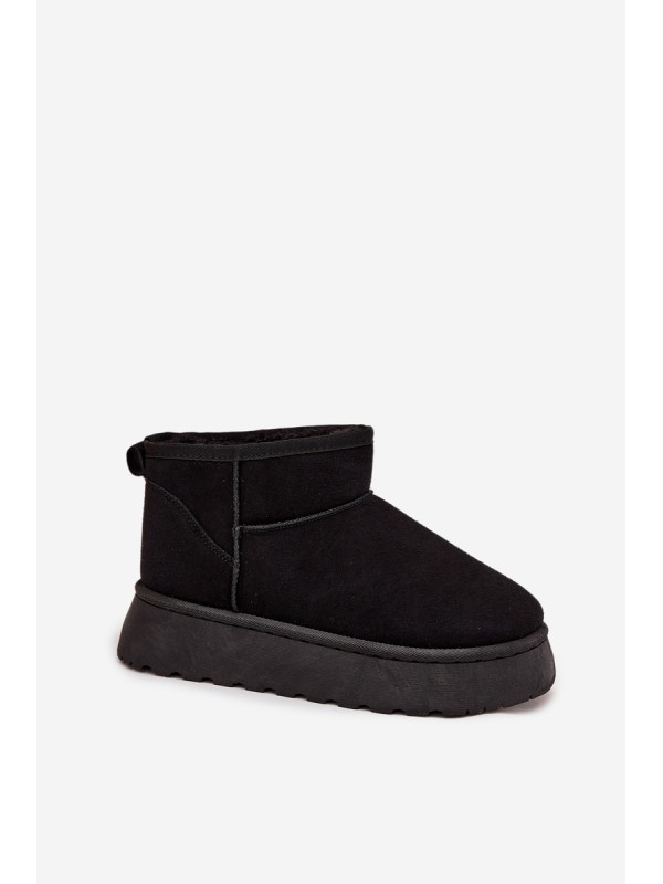 Women's Snow Boots On Platform Insulated With Fur Black Vesirae