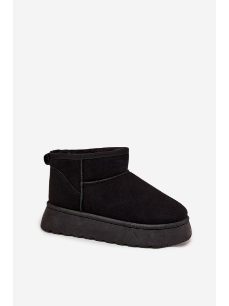 Women's Snow Boots On Platform Insulated With Fur Black Vesirae