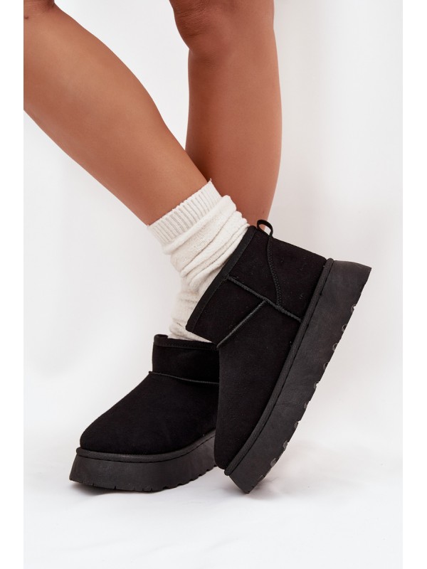 Women's Snow Boots On Platform Insulated With Fur Black Vesirae