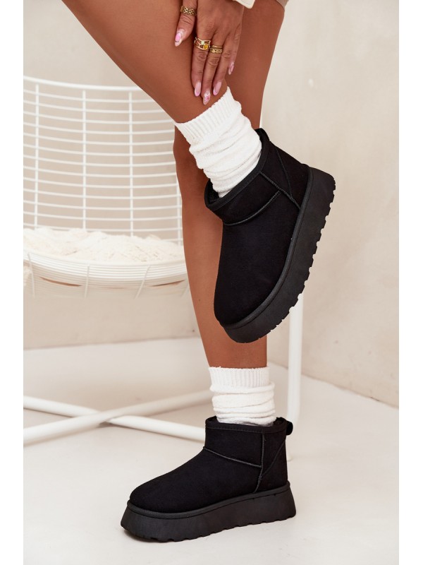 Women's Snow Boots On Platform Insulated With Fur Black Vesirae