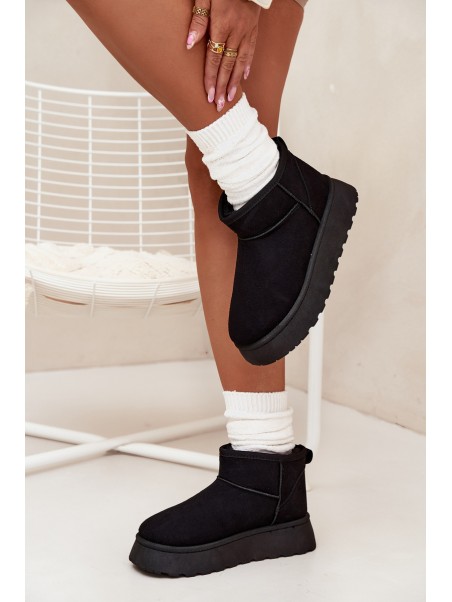 Women's Snow Boots On Platform Insulated With Fur Black Vesirae