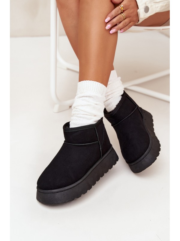 Women's Snow Boots On Platform Insulated With Fur Black Vesirae