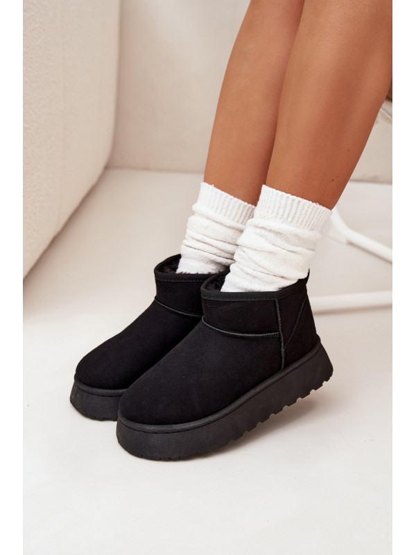 Women's Snow Boots On Platform Insulated With Fur Black Vesirae