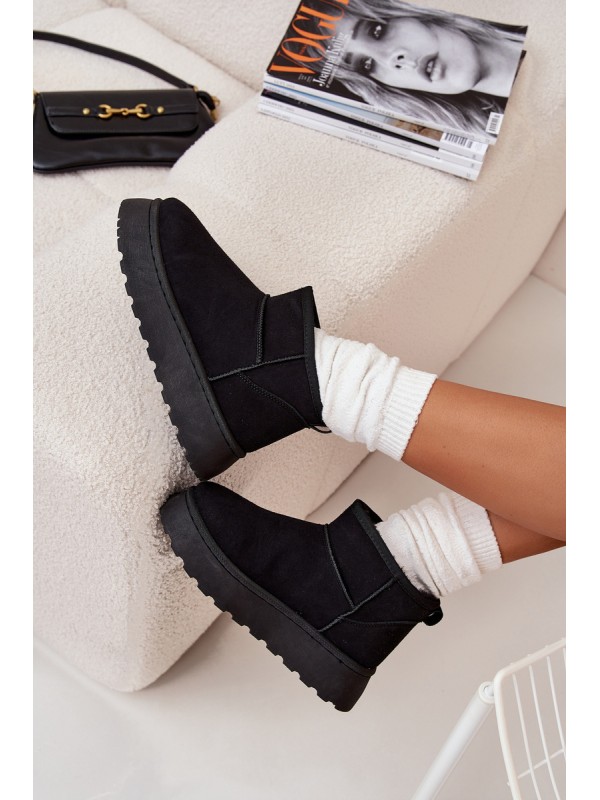 Women's Snow Boots On Platform Insulated With Fur Black Vesirae