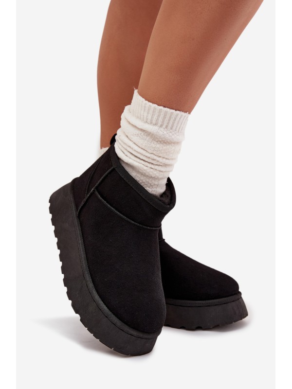 Women's Snow Boots On Platform Insulated With Fur Black Vesirae