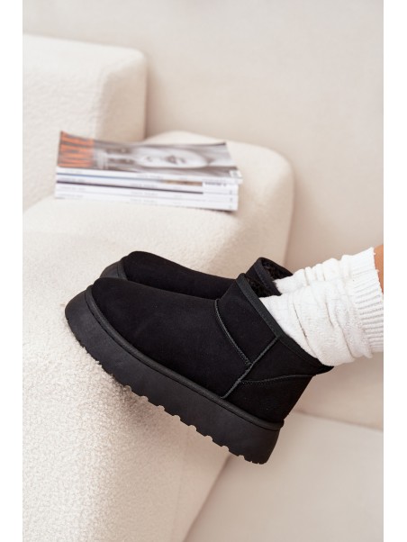 Women's Snow Boots On Platform Insulated With Fur Black Vesirae