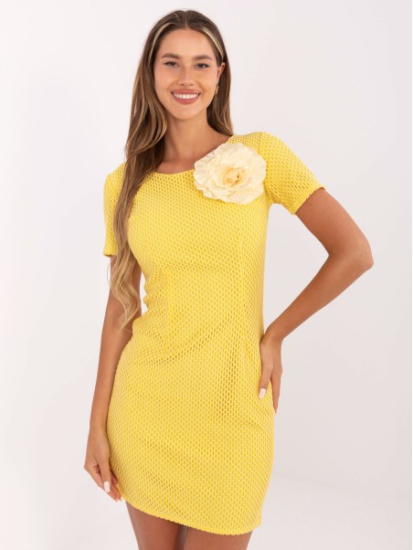 Sukienka-LK-SK-506335.21-ciemny żółty