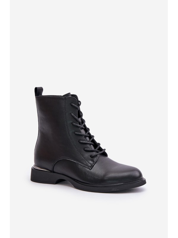 Warm Women's Worker Boots Natural Leather Vinceza 66691 Black