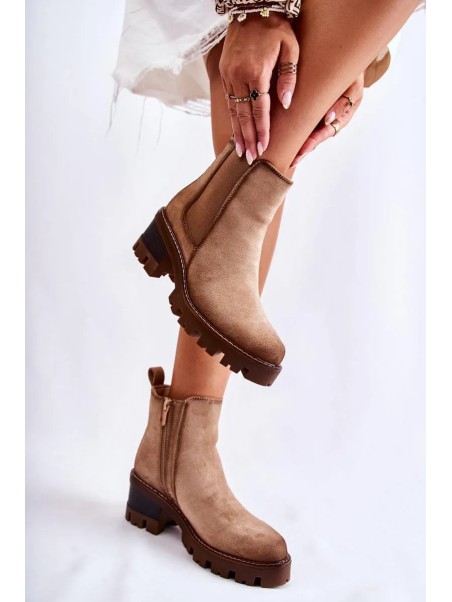 Warm Women's Worker Boots Natural Leather Vinceza 66691 Black