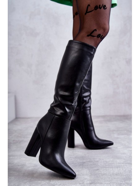 Moteriški matiniai batai Botki On Heel Black Bertaida