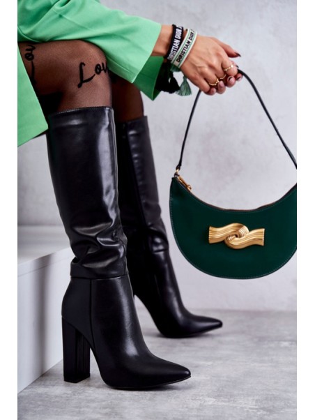 Moteriški matiniai batai Botki On Heel Black Bertaida