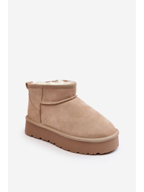 Stylish Low Suede Snow Boots Light Beige Nucca