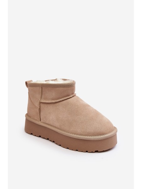 Stylish Low Suede Snow Boots Light Beige Nucca