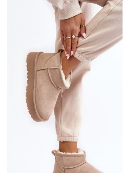 Stylish Low Suede Snow Boots Light Beige Nucca