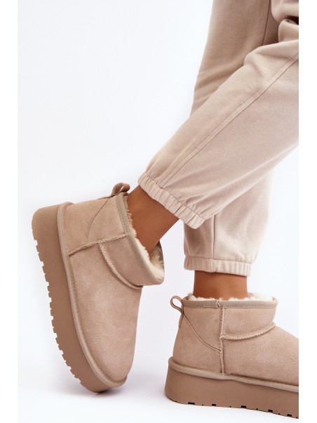 Stylish Low Suede Snow Boots Light Beige Nucca