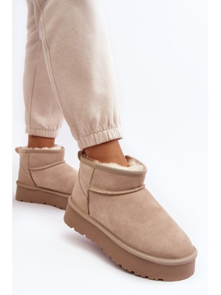 Stylish Low Suede Snow Boots Light Beige Nucca