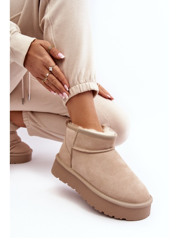 Stylish Low Suede Snow Boots Light Beige Nucca