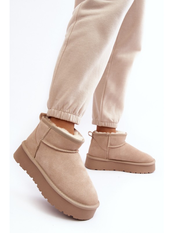 Stylish Low Suede Snow Boots Light Beige Nucca