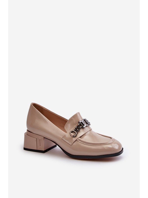 Pilki lakinės odos lauko batai su blokiniu kulnu S.Barski MR38-960