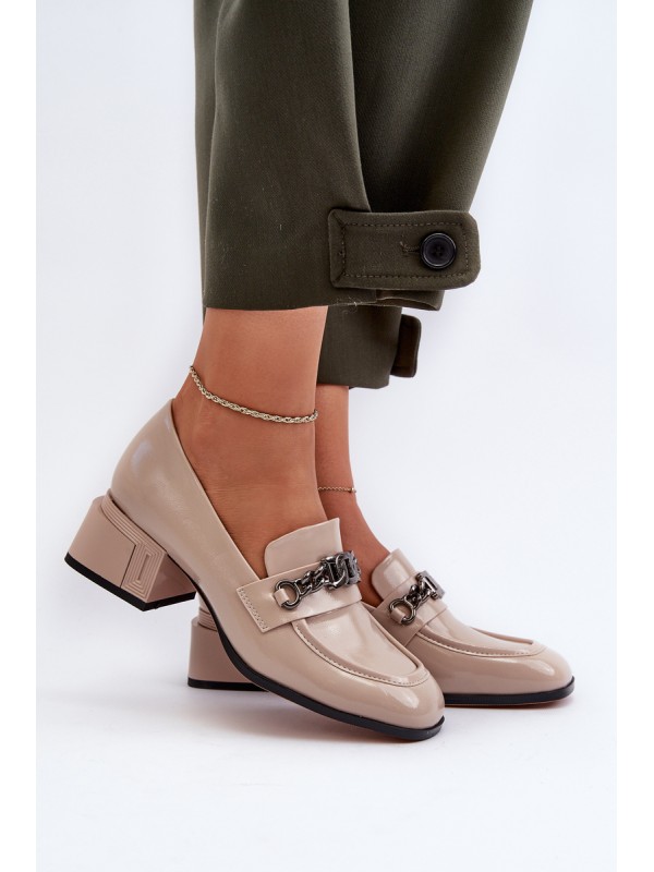 Pilki lakinės odos lauko batai su blokiniu kulnu S.Barski MR38-960