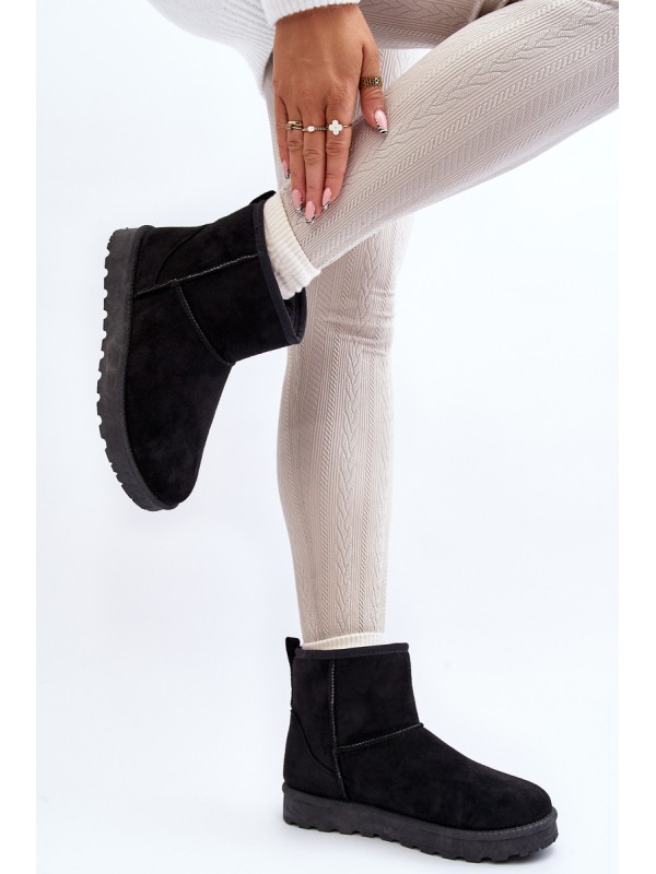 Women's Black Faux Suede Winter Boots Enranta