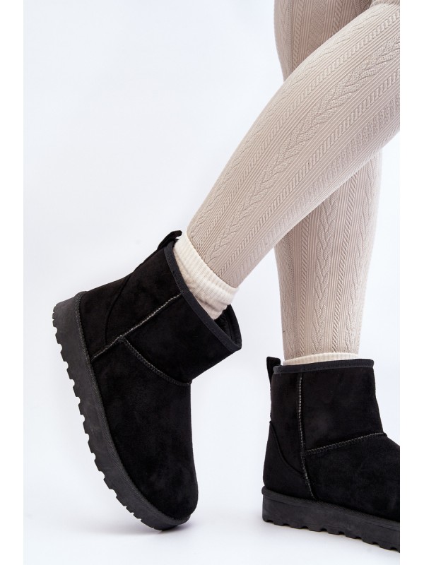 Women's Black Faux Suede Winter Boots Enranta