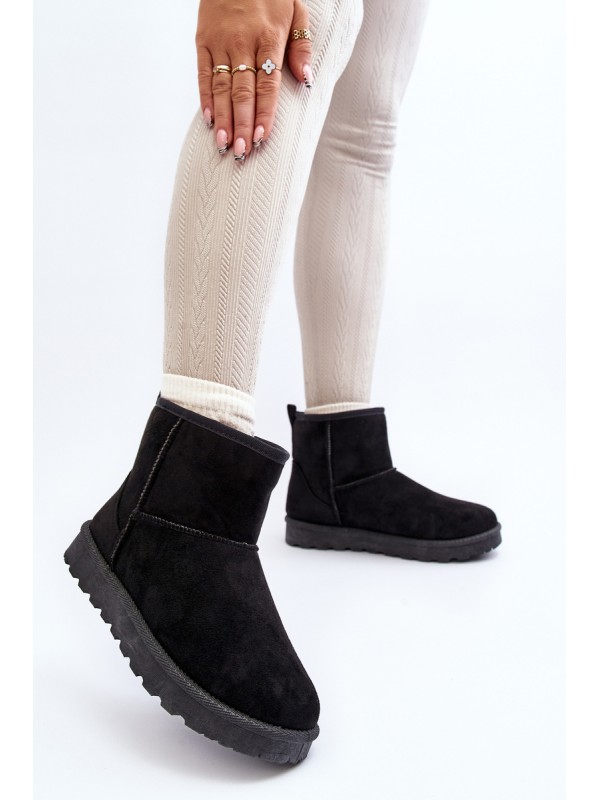 Women's Black Faux Suede Winter Boots Enranta