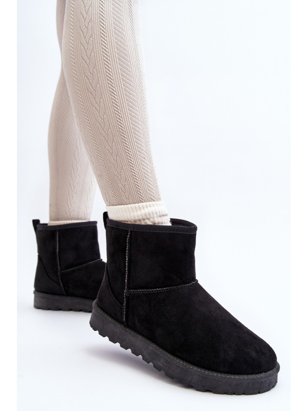 Women's Black Faux Suede Winter Boots Enranta