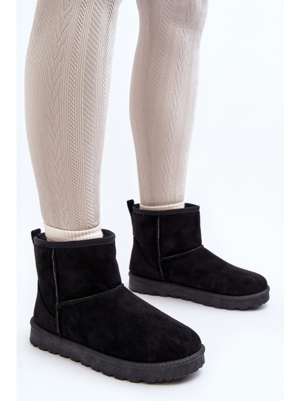 Women's Black Faux Suede Winter Boots Enranta