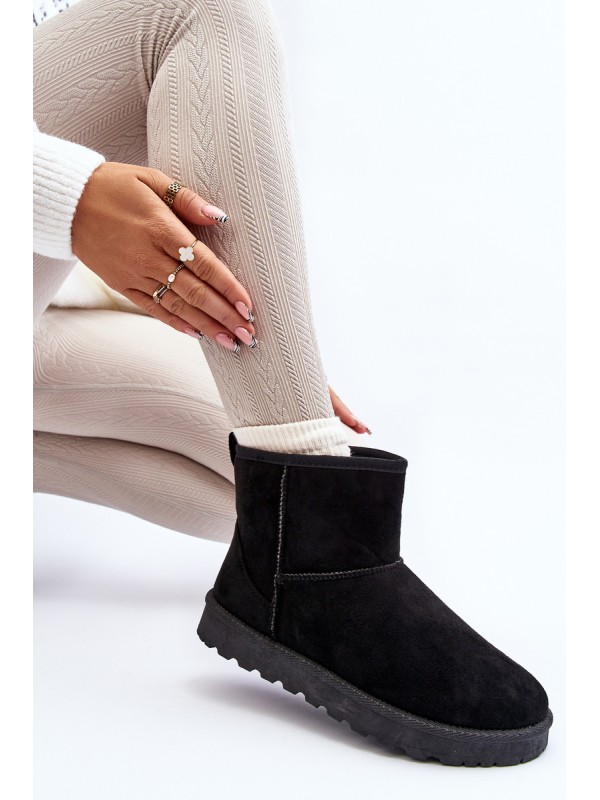 Women's Black Faux Suede Winter Boots Enranta