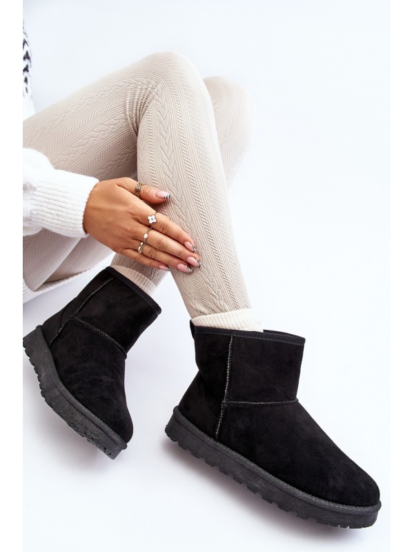 Women's Black Faux Suede Winter Boots Enranta