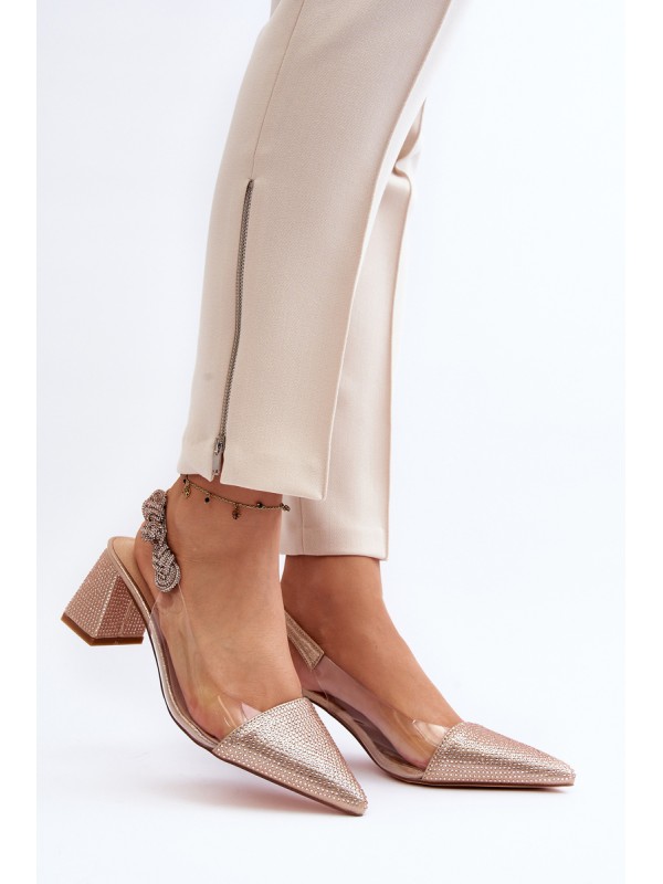 Gold Glitter Embellished Pumps Klonisa