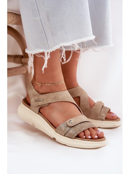 Moteriškos pleištinės basutės smėlio spalvos „Maroriella“