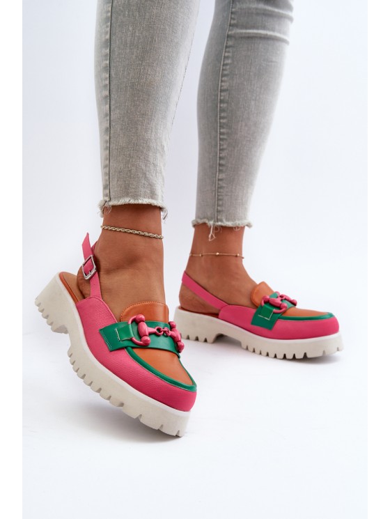 Moteriškos plokščiakulnės sandalai su oranžine apdaila D&A MR38-656 2